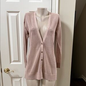 White House Black Market Gold open net weave  button front cardigan, MP